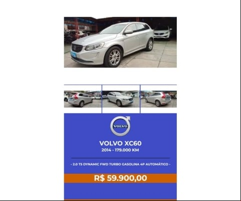 Volvo Xc60 2014 2.0 t5 dynamic fwd turbo gasolina 4p automático